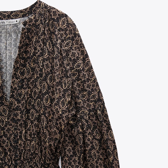 ZARA METALLIC PRINT DRESS WITH BALLOON SLEEVES - Picture 7 of 7